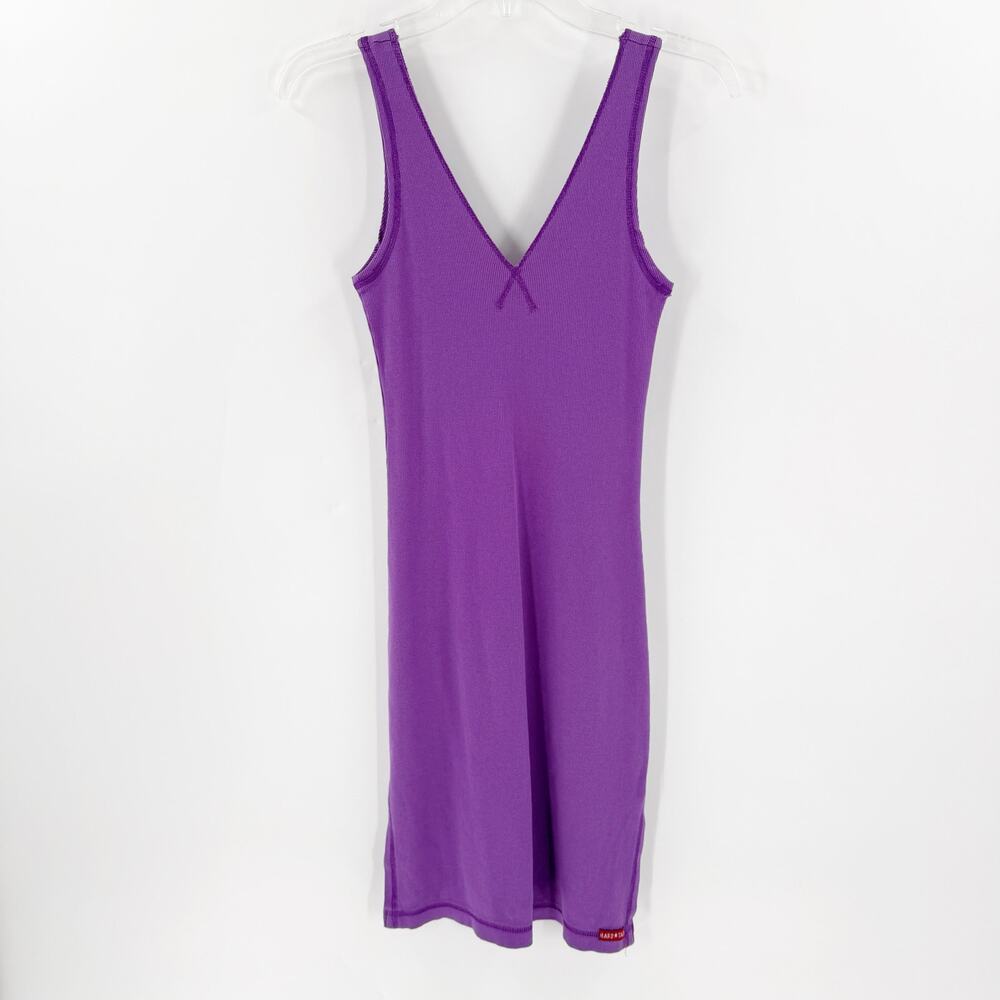 Hard Tail Forever Purple Ribbed Knit Sleeveless Dress S | Tank Midi Dress Casual